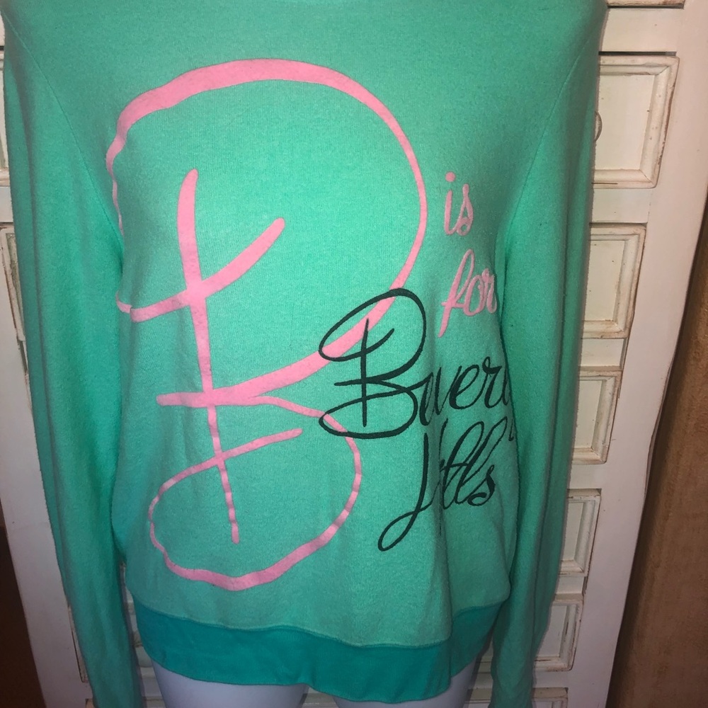 Wildfox green soft Beverly Hills sweatshirt jumper